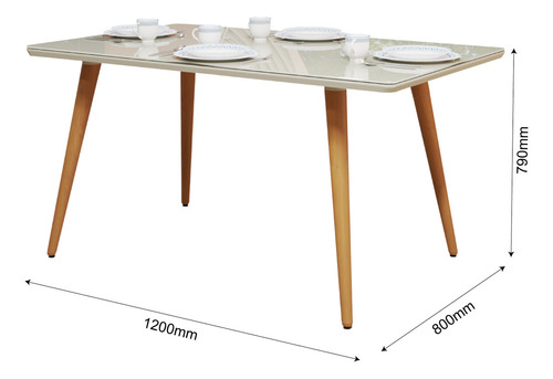 Mesa De Jantar 4 Lugares Pé Palito Tampo Mdf Com Vidro Sala De Jantar Escandinava Decoração De Cozinha 120x80 Moveis Freitas
