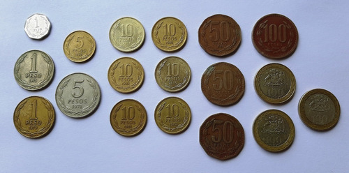 Monedas De Chile Lote 18 Unidades Diferentes Valores Y Año