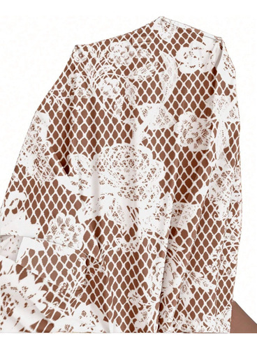 Shein Vestido De Encaje Estampado Mujer Importado Elegante