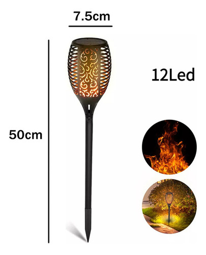 T Lámpara Jardín De Luz Solar Antorcha Impermeable 6pcs/set