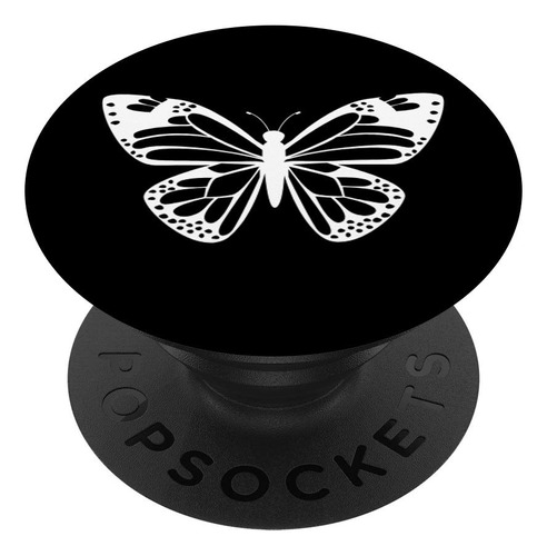 Enchufe Popsockets Forma Mariposa Color Negro Blanco Agarre