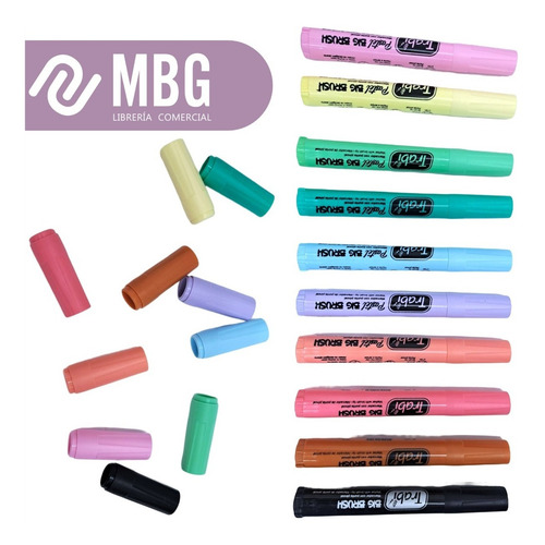 Imagen 5 de 7 de Marcador Trabi Big Brush Punta Pincel Pastel Por 10 Colores