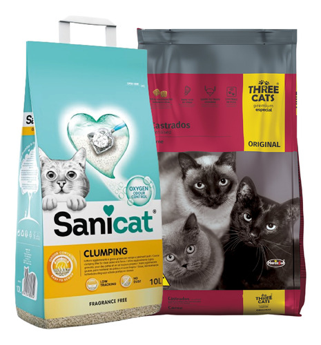 Three Cats Original Castrado 10 Kg + Sanicat Clumping 10l