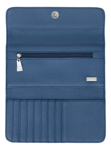 Cartera De Bolsillo Seda Pineda Covalin Diseño Guacamaya Color Azul Acero