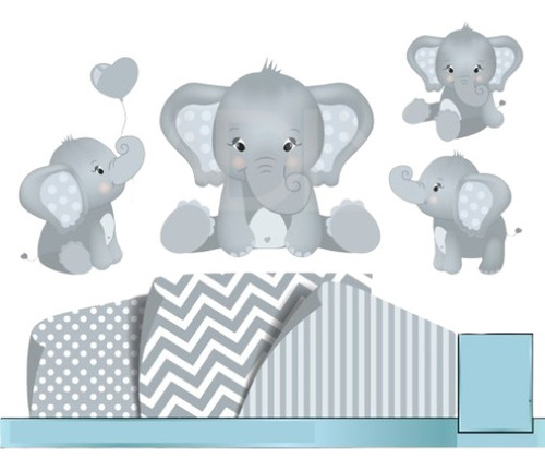 Kit Papel E Imagenes Digitales Baby Shower Elefantes 1669727