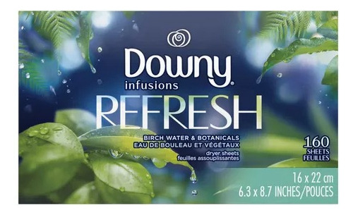 Downy- Hojas Para Secadora, 160 Unidades Agua De Abedul