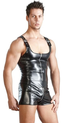 Body Masculino Ecocuero Con Cierres Negro M