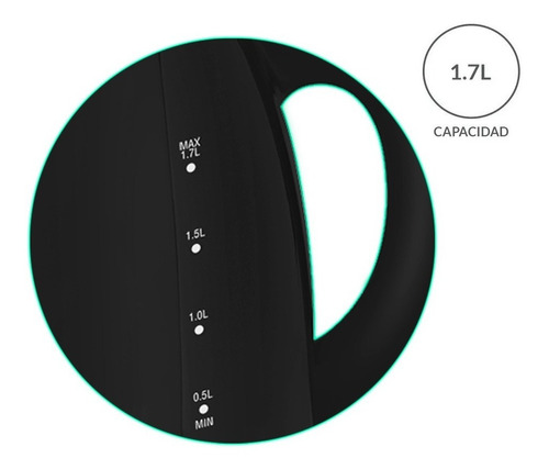 Imagen 2 de 3 de Pava Electrica Yelmo Pe3900 Desayuno 1.7 Lts Negra Con Corte Automatico 220v