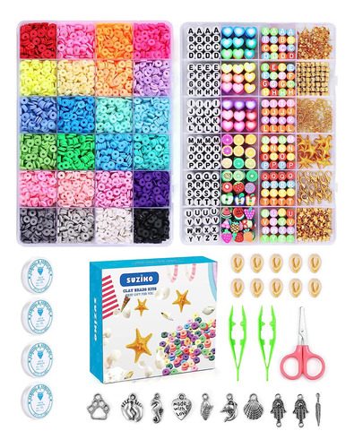 Kit Completo Cuentas De Arcilla Pulseras Collares X 7400 Und