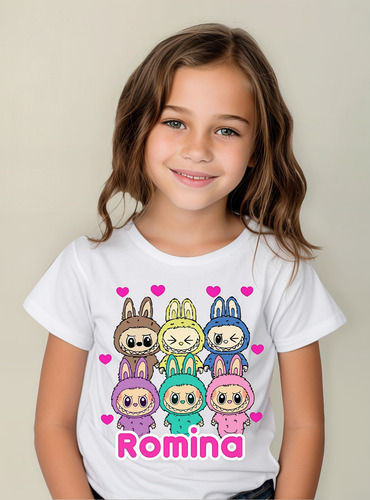 Polera Labubu Niñas Algodón 100% Personalizada