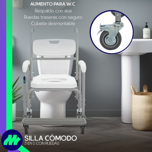 Silla Comodo Ducha Aumento Para Wc Baño 3 En 1