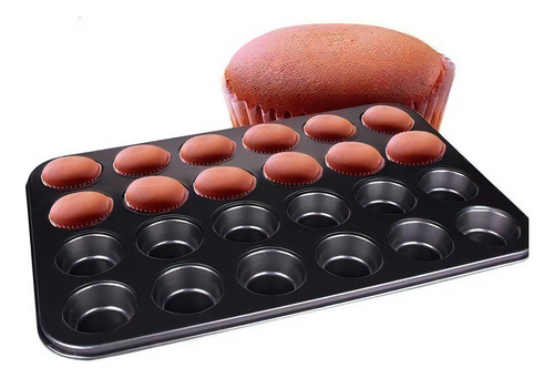 Molde X24 Mini Muffins Antiadherente Cupcakes Magdalenas Color Negro