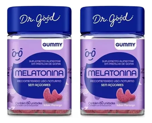 Pacote x2 suplementos em gomas Dr Good e Fini melatonina auxílio para dormir