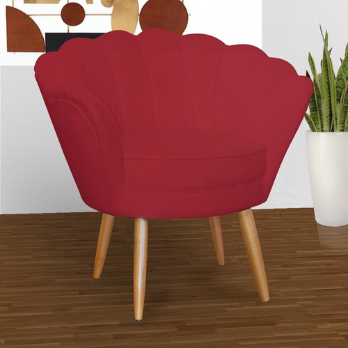 Poltrona Decorativa Petala Para Sala/quarto/escritorio Cor Vermelho