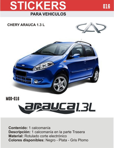 Calcomania Chery Arauca 1.3