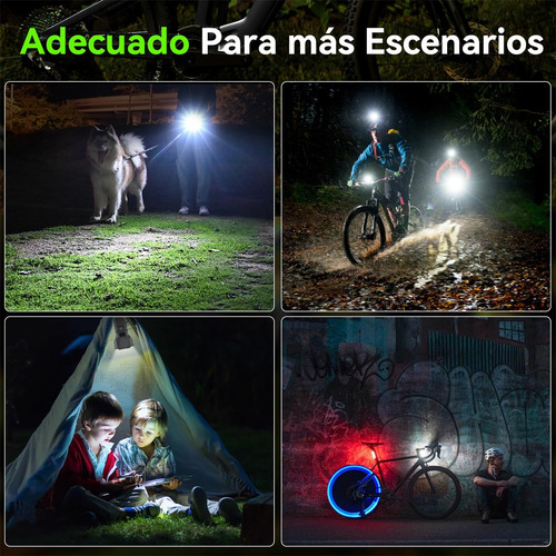 Luz Bicicleta Recargable Delantera Traser 12 Led Y Claxon