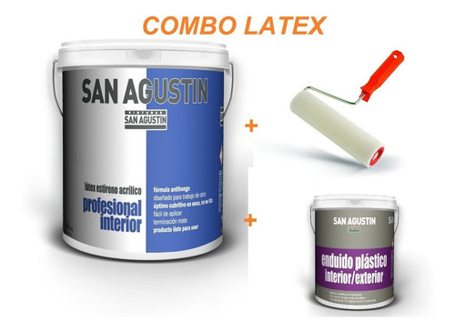 Imagen 1 de 6 de Combo Pintura San Agustin Latex 20 Lt + Enduido + Rodil