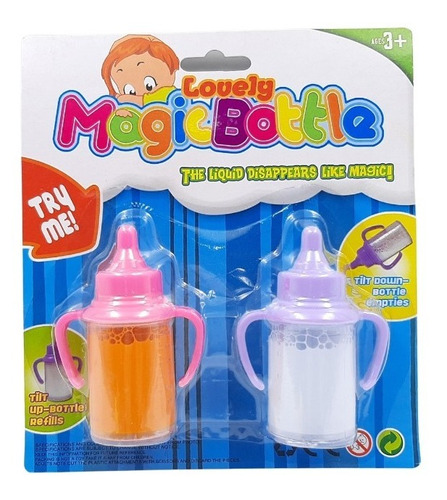 Set Mamadera Con Liquido Mágico Que Desaparece Chupete Jugo