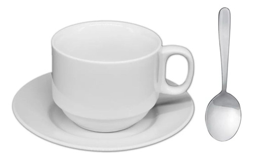 Juego De Tazas De Café Porcelana 100cc + Platillos + Cuchara