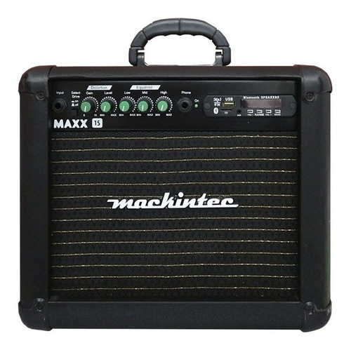 Amplificador Guitarra Mackintec Preto Maxx 15 Usb 15w 6 110V/220V