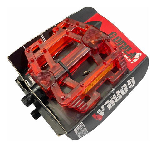 Set 2x Pedales Bicicletas Bmx Mtb Gorila Antideslizante Rojo