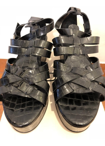 Sandalias Uma Negras Con Plataforma Talle 39 Nuevas!