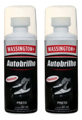 Kit 2 Polidor Sapato Líquido Cera Graxa Preto Wassington