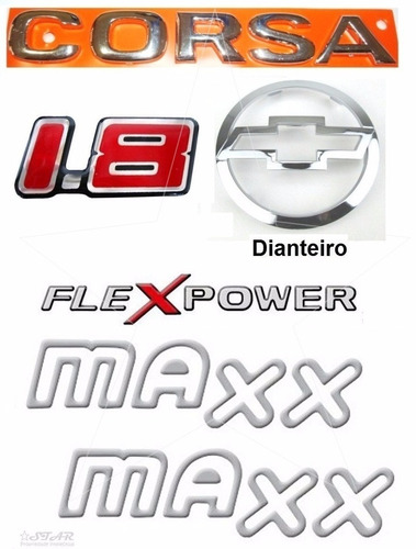 Emblemas Corsa Hatch 1.8 Flex Maxx Prata + Gravata - 03 À 07