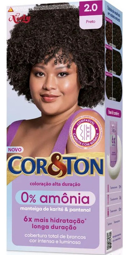 Niely Coloração Alta Duração Cor&ton 0% Amônia Preto 2.0