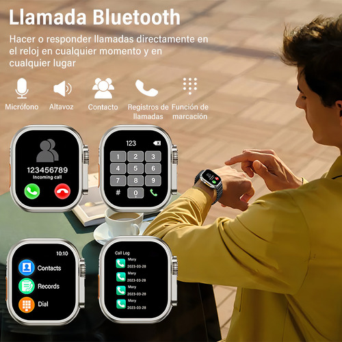 Smartwatch Isdewatch T900 Ultra Max 2 Smartwatch Dual Touch Function Tela sensível ao toque de 2,3 polegadas Bluetooth Chamadas Notificações Sensor de Frequência Cardíaca Esportivo Preto