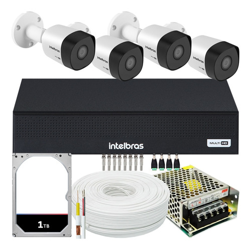 Kit 4 Cameras Seguranca Intelbras Vhd 3230 Full Dvr 1008 1tb