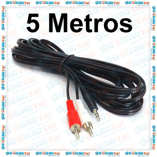 Cable Mini Plug 3.5mm Estereo A 2 Rca Macho 5mts Netmak
