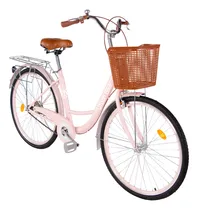 Comprar Bicicleta Urbana Rodada 26, Estructura de Acero con Canasta, Diseño Clásico Vintage para Adulto. Bicicleta Resistente y Estilizada, Ideal para Ciudad y Paseos Diarios (Rosa)