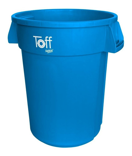 Bote De Basura Toff 121l Con Asas Color Azul