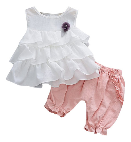 O Toddler Kids Bebé Niñas Blusas Con Volantes Y Flores Frunc