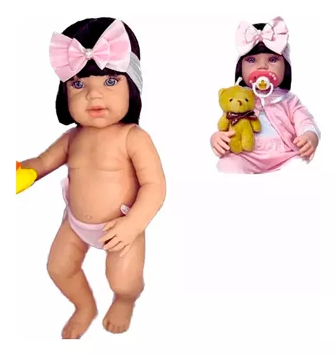 Bebê Reborn Menina Realista Boneca Silicone Realista,morena