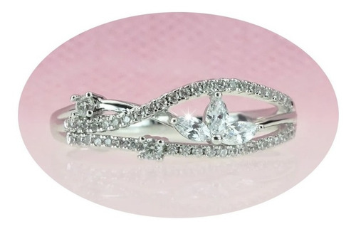 Imagen 1 de 9 de Anillo Flor Regalo Novia Promesa Compromiso Oro Blanco 18 *