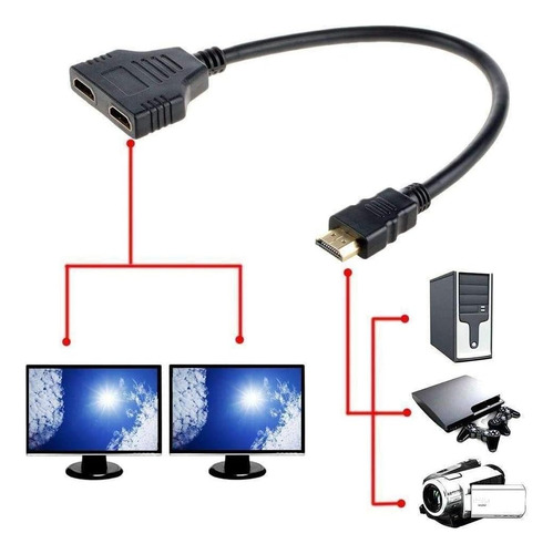 Adaptador Hdmi 1080p Macho A 2 Hembra Double Output
