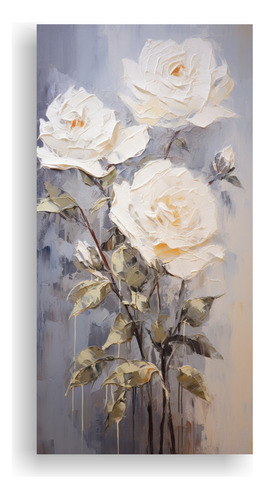 100x50cm Cuadro Naturaleza Rosas Blanco Amarillo Estilo Pint