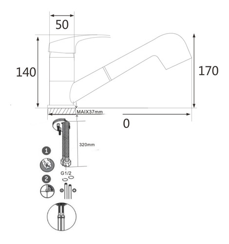 Grifería Monocomando Extensible Gourmet Premium Cocina Gx