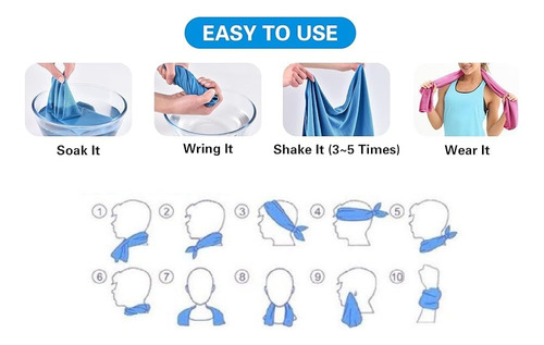 Paquete De 4 Toallas Refrescantes Para Cuello Y Cara Multicolor (azul, Verde, Rojo Rosa, Gris)