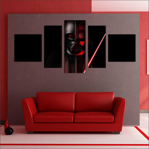 Quadro Decorativo Star Wars Darth Vader Mosaico 5 Peças 02