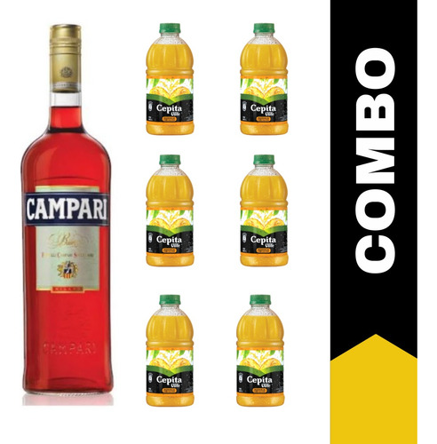 Campari Aperitivo 750ml + 6 Cepita Naranja 1l Zetta Bebidas