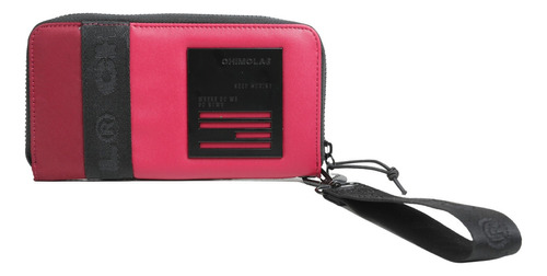 Billetera Dama Microfibra Bolsillo Con Tapa Solapa Chimola Color Tinto Diseño De La Tela Lisa