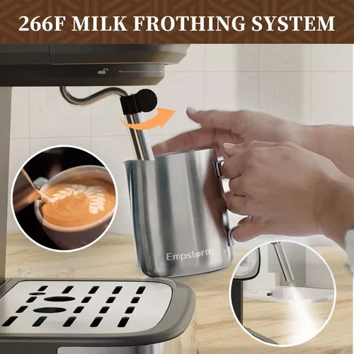  Empstorm Máquina de café expreso de 20 bares, cafetera espresso  con espumador de leche, máquina de café expreso semiautomática para hogar y  barista, función de apagado automático (máquina de espresso) 