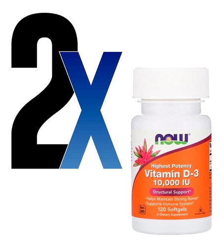 Vitamina D3 10000iu Alta Potencia Now 120 Softgels 2un