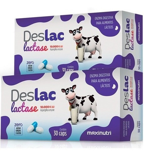 4 Caixas Deslac Lactase 30 Capsulas Maxinutri