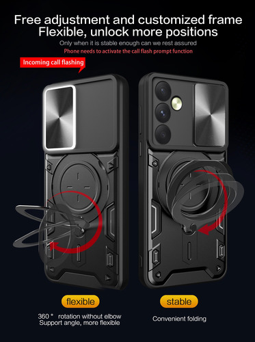 Funda Para Galaxy A55 Jiashang Uso Rudo Anillo + Tapa Camara Negro Jiashang