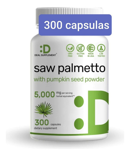 Saw Palmetto 5,000mg 300 Capsulas Importado De Usa Prostata