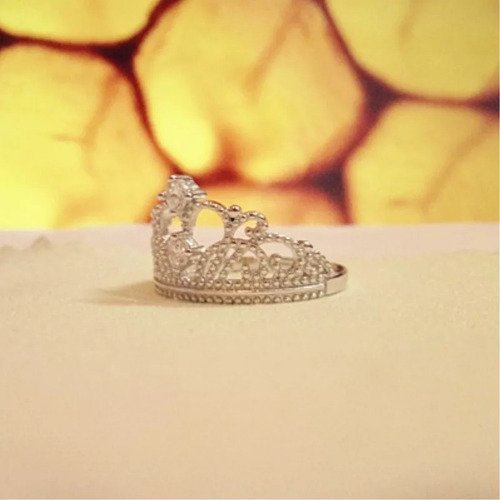 Imagen 4 de 6 de Anillo De Corona Ajustable Para Mujer Plata Ley .925